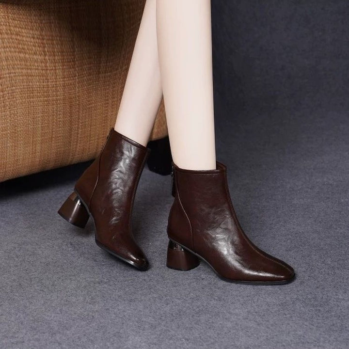 Damen Elegante Ankle Boots mit Blockabsatz Drune