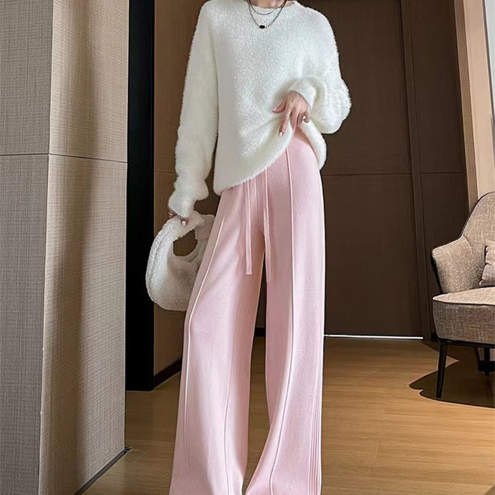 Damen Hochwertige Strickpants mit weichem Bund und eleganter Rippstruktur Drune
