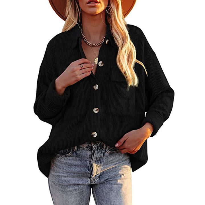 Damen lässige Overshirtjacke mit Struktur und praktischen Taschen Drune