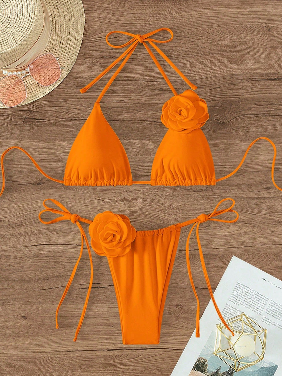 Damen Triangel-Bikini mit floralem Detail Drune