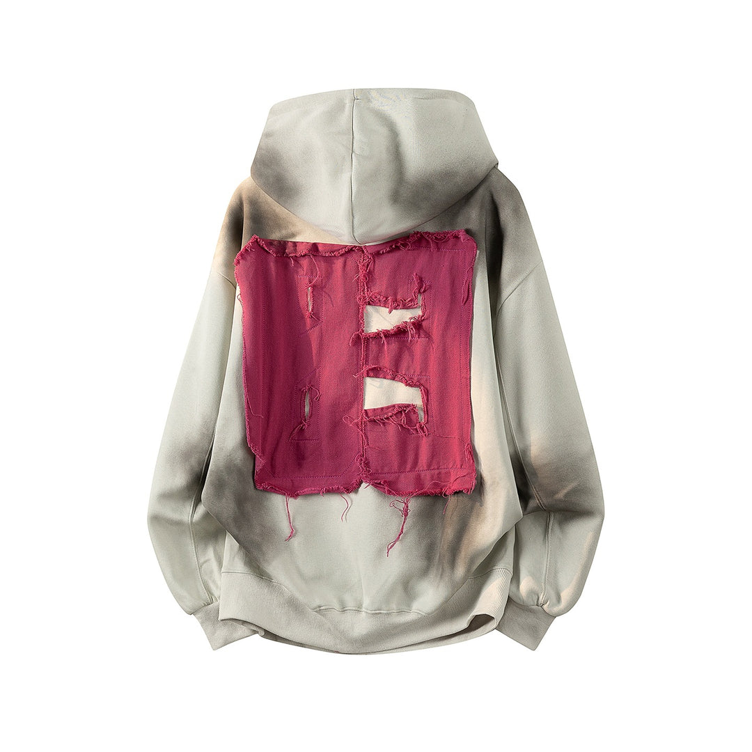 Unisex Oversize Kapuzenpullover mit handschriftlichem Grafik-Print, Kängurutasche & geripptem Saum Drune