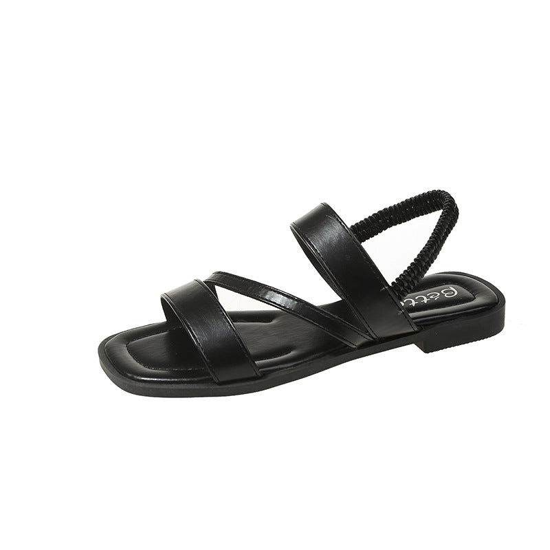 Damen Metallic Riemchen-Sandalen mit elastischem Rückenteil Drune