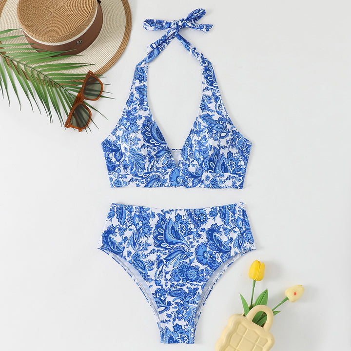 Damen Hochgeschnittener Bikini mit verspieltem Paisley-Muster Drune