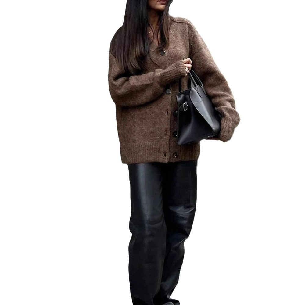 Damen Cardigan aus weichem Strickstoff mit Knopfverschluss Drune