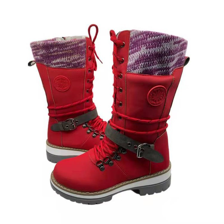 Damen robuste Winterstiefel mit hochschließendem Design und modischen Akzenten Drune