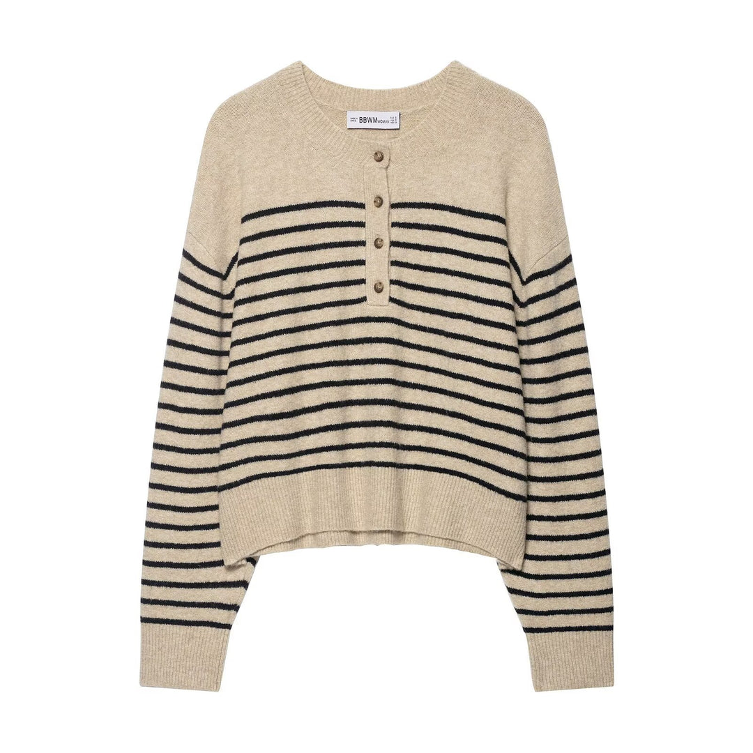 Damen gestreifter Strickpullover Drune