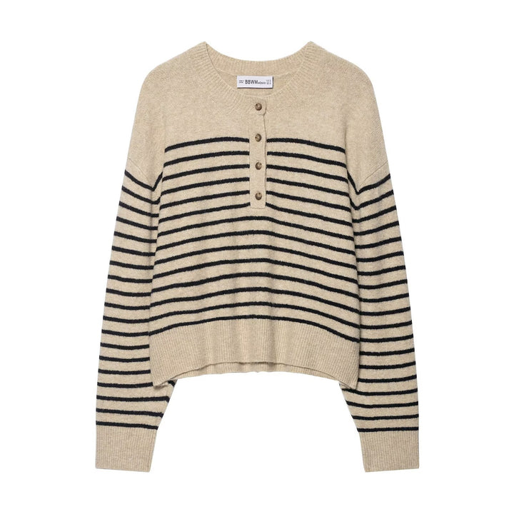 Damen gestreifter Strickpullover Drune