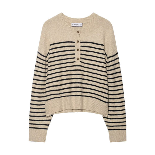 Damen gestreifter Strickpullover Drune