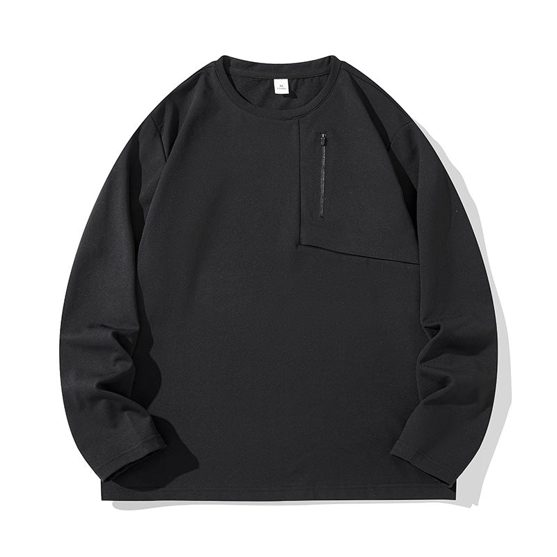 Unisex Oversize Langarm‑Sweatshirt mit Brustreißverschlusstasche und Rundhalsausschnitt Drune