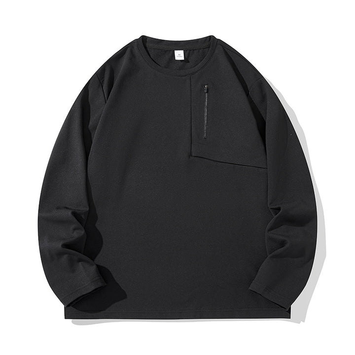 Unisex Oversize Langarm‑Sweatshirt mit Brustreißverschlusstasche und Rundhalsausschnitt Drune