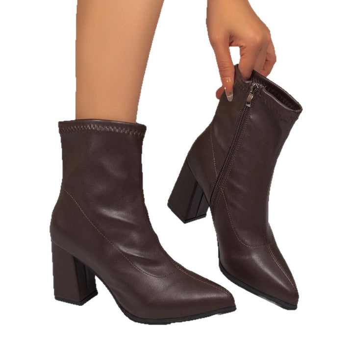Damen Modische Stiefeletten mit Blockabsatz Drune