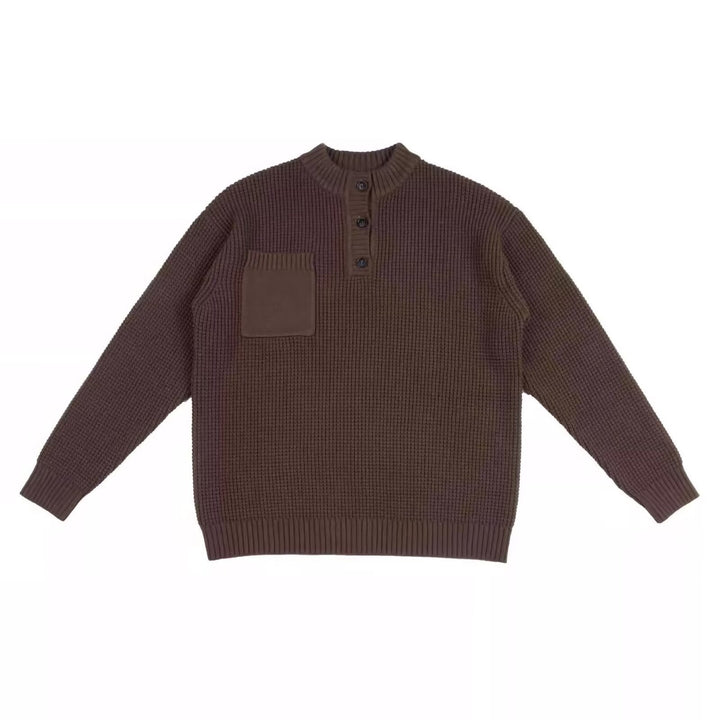 Herren Modischer Strickpullover mit Knopfleiste und Brusttasche Drune