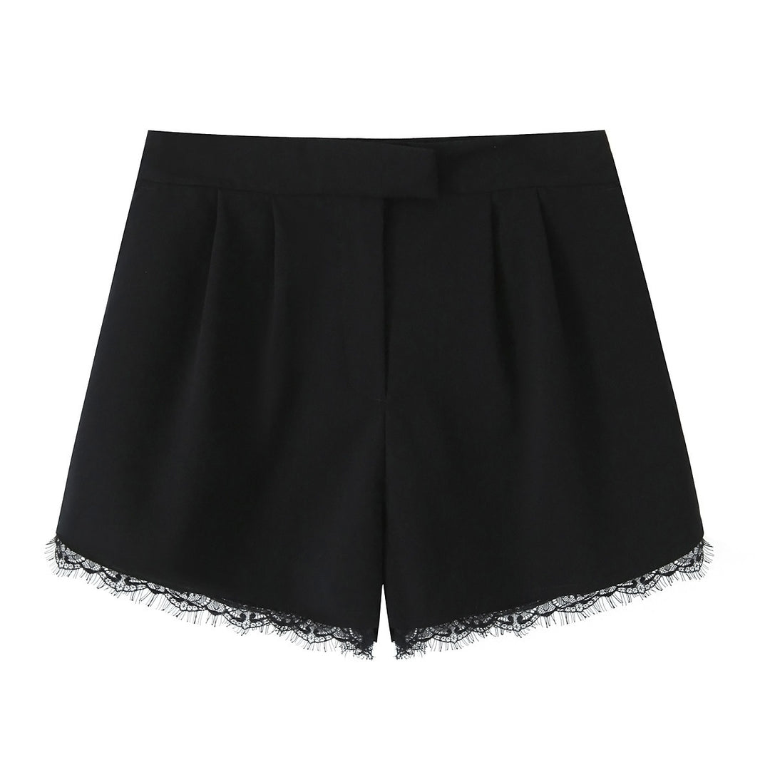 Damen Kurzblazer mit Spitzenbesatz und taillierter Cropped-Silhouette Drune