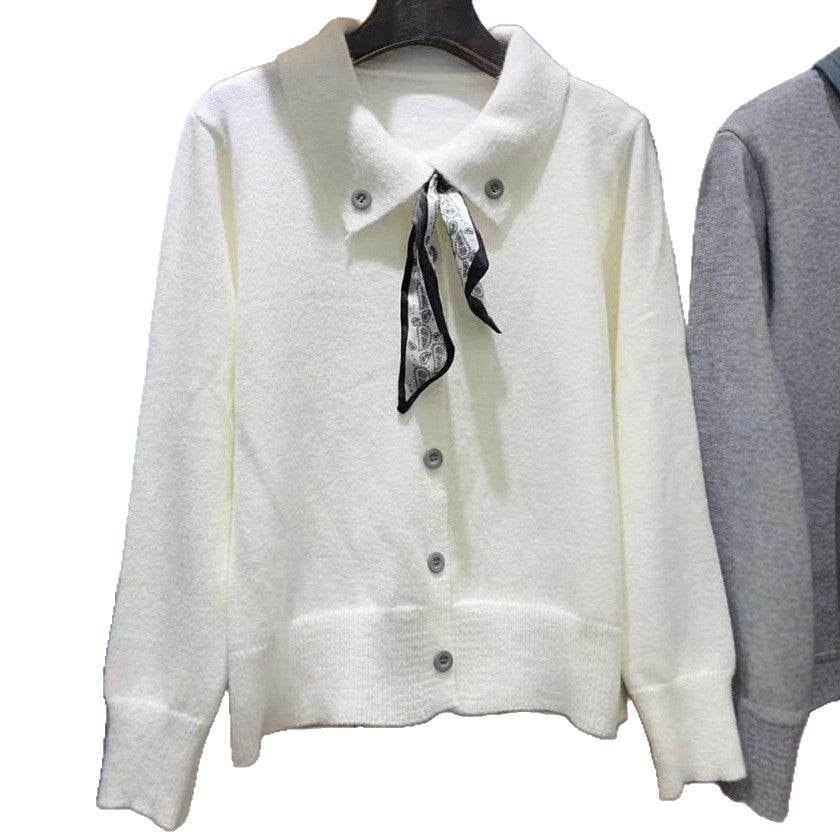 Damen feine Strickjacke mit klassischem Kragen und Knopfverschluss Drune