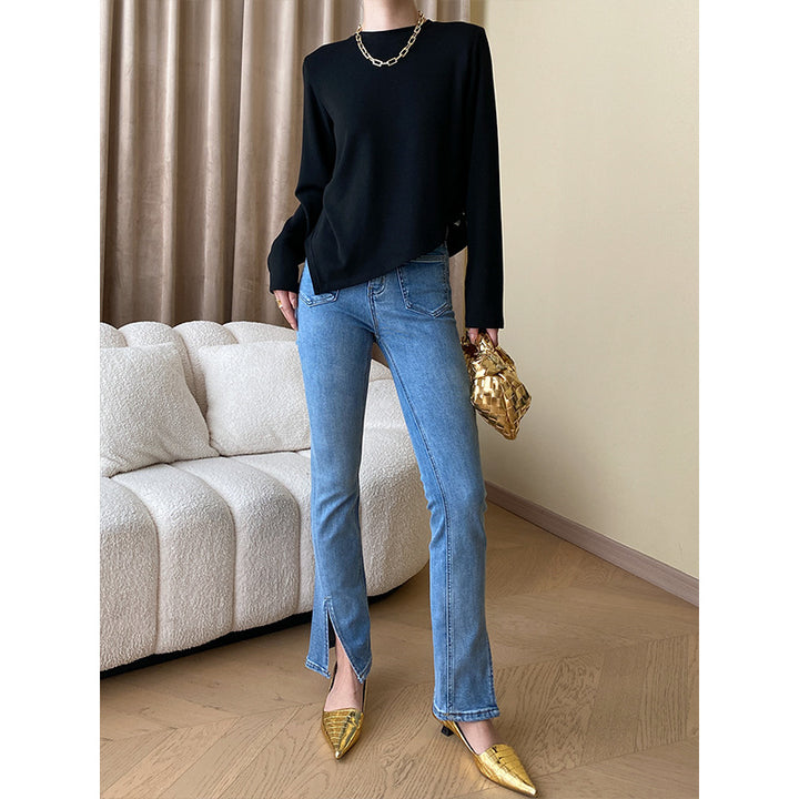 Damen Hochtaillierte Weitgeschnittene Jeans Drune