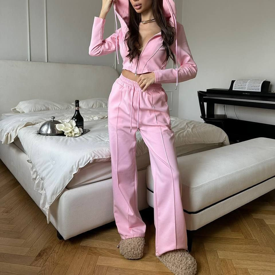 Damen stylisches Kapuzenset mit elegantem Reißverschluss Drune