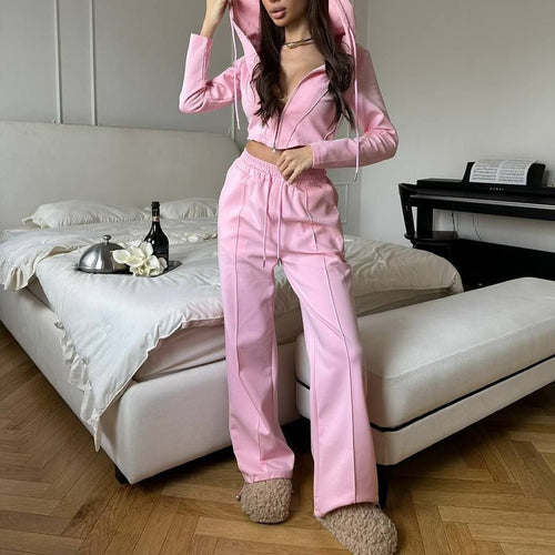 Damen stylisches Kapuzenset mit elegantem Reißverschluss Drune
