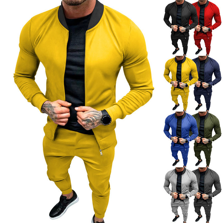 Herren nan sportlicher Freizeit-Trainingsanzug mit taillierter Bomberjacke und konisch zulaufender Jogginghose aus elastischer Baumwollmischung Drune