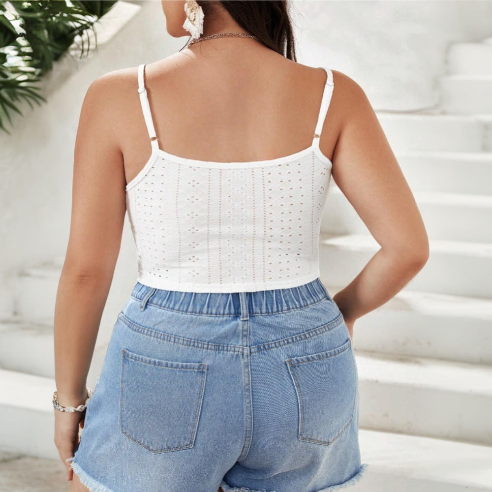 Damen Gesticktes Crop-Top Drune