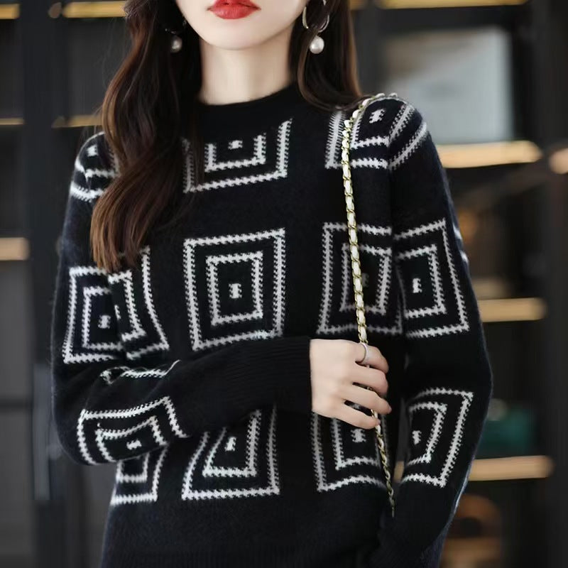 Damen gemusterter Pullover Drune