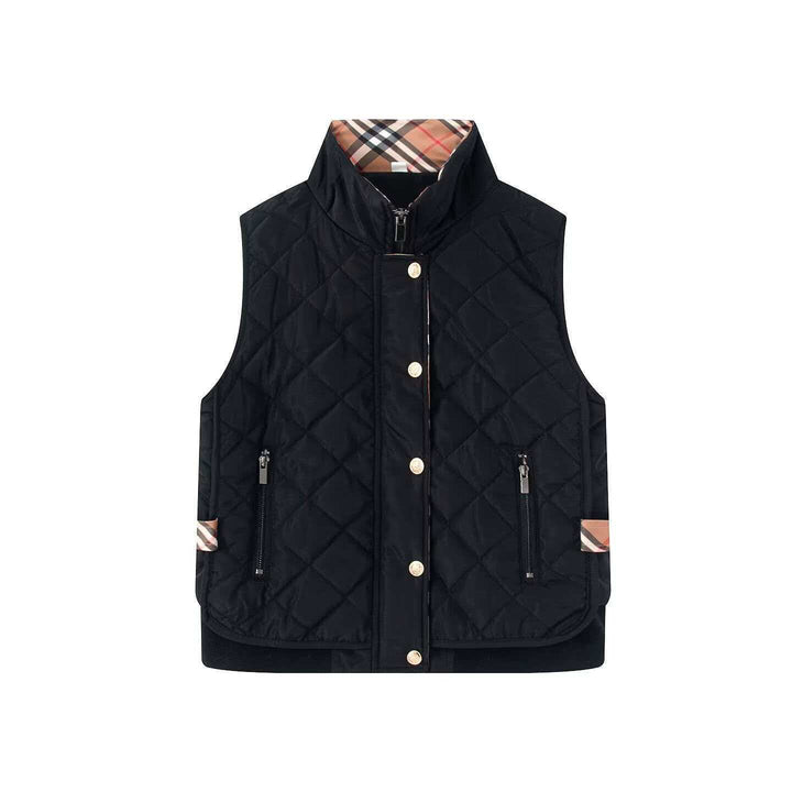 Damen Gestepptes ärmelloses Bodywarmer mit Stehkragen, Reißverschluss, Druckknopfleiste und geripptem Saum Drune