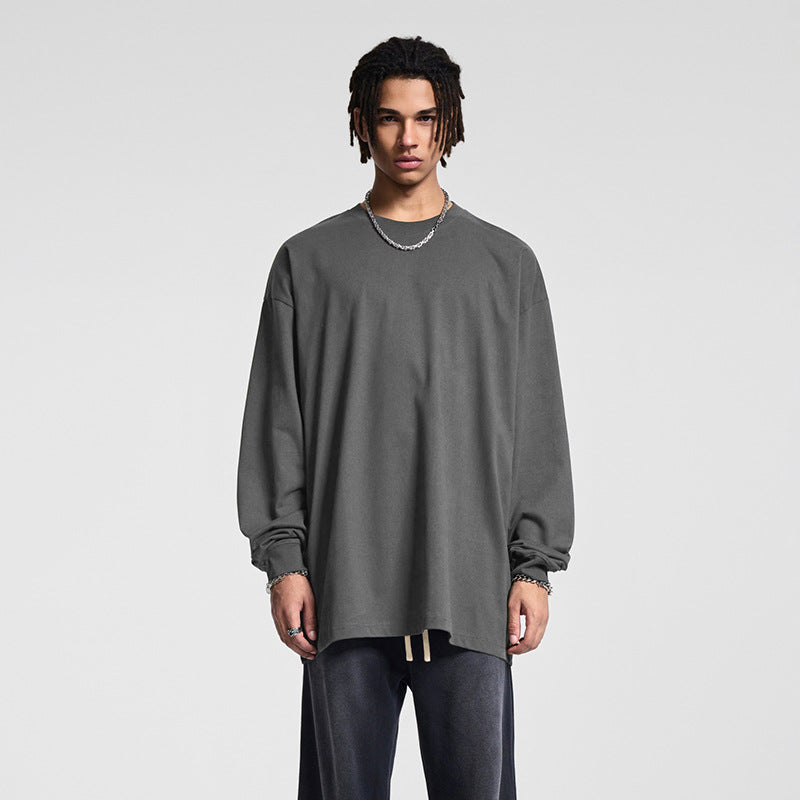 Herren Oversize-Langarmshirt mit überschnittener Schulter und Rundhalsausschnitt Drune