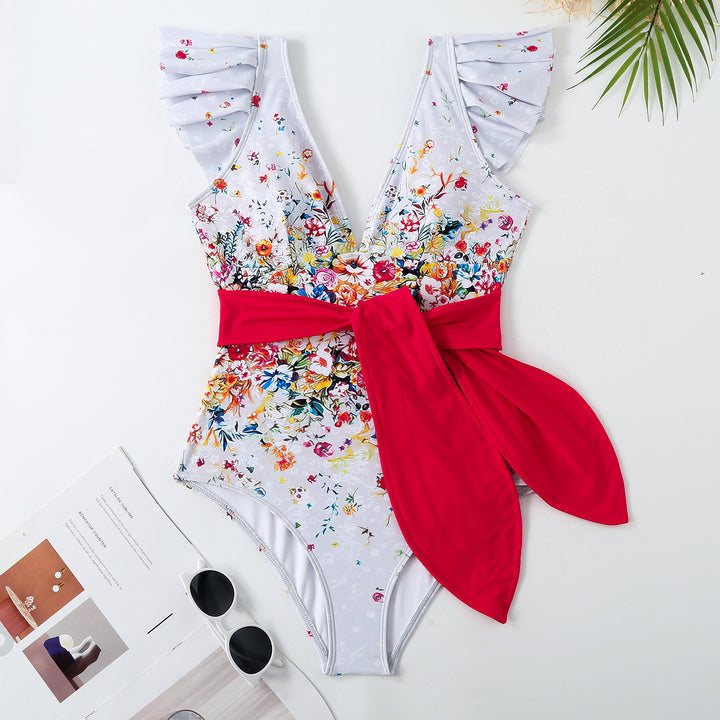 Damen Maxi-Rock mit floralen Mustern und verspieltem Schärpen-Detail Drune