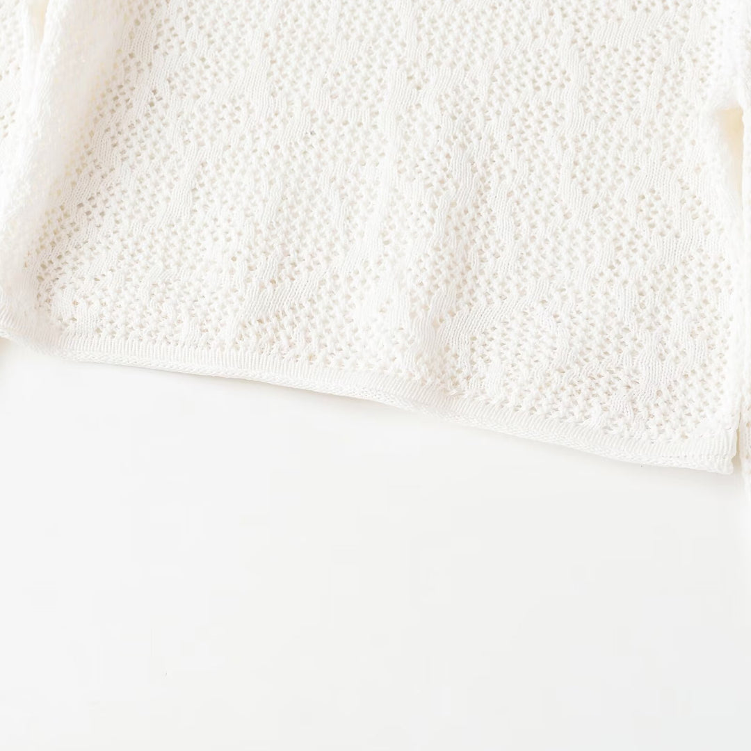 Damen Cropped Strickoberteil mit elegantem Längs-Muster Drune