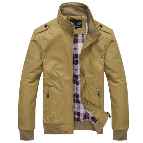 Herren Urbaner Zip‑Blouson mit Stehkragen, Reißverschlusstaschen und kariertem Innenfutter Drune