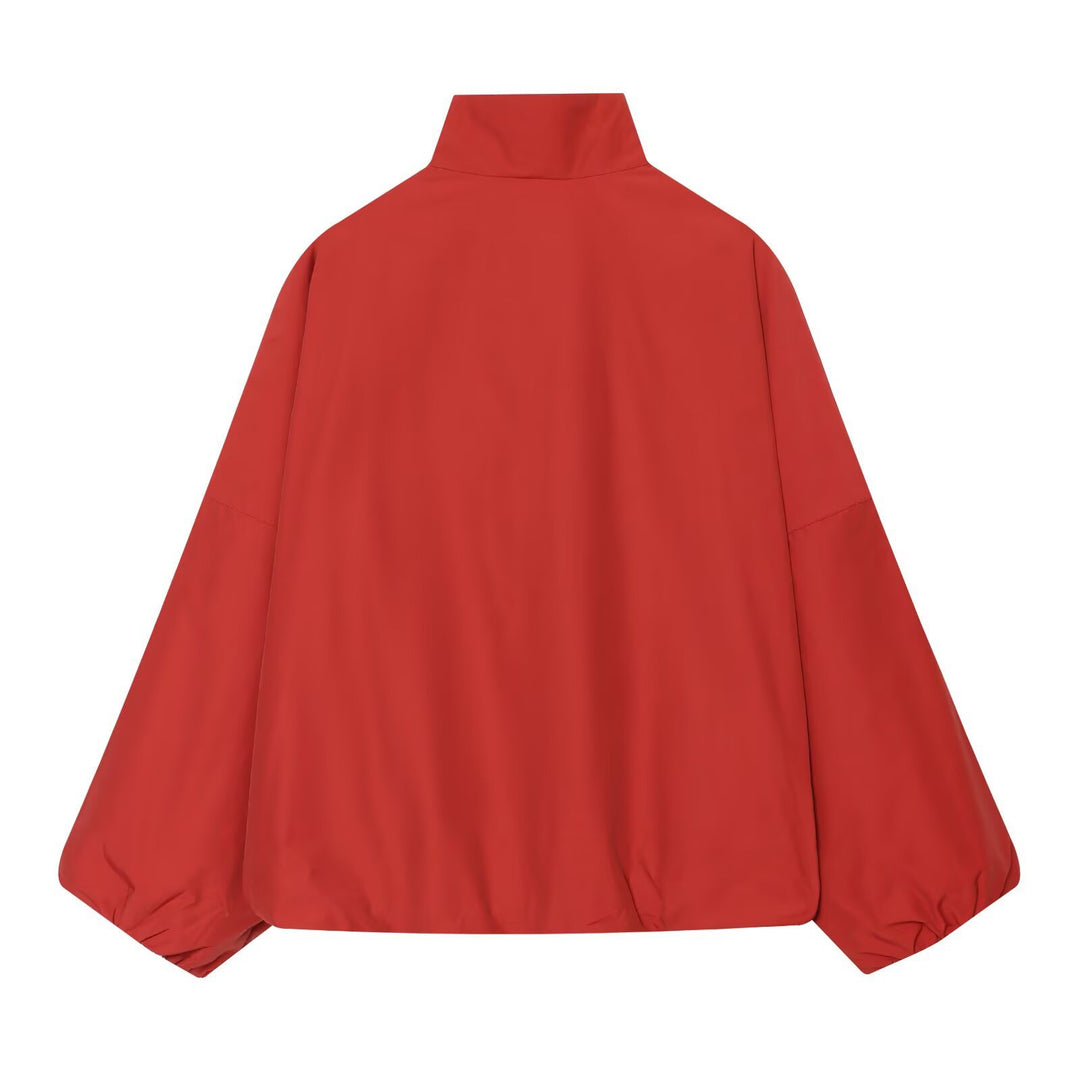 Damen Oversized Kurzjacke mit hohem Stehkragen und Ballonärmeln Drune