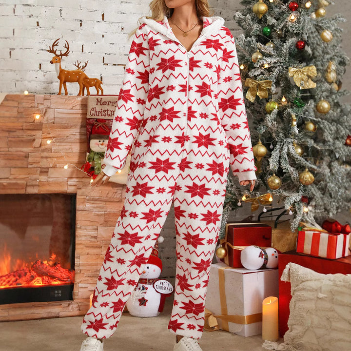Damen Kuscheliger Onesie mit festlichem Muster Drune