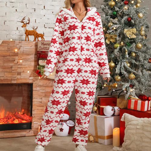 Damen Kuscheliger Onesie mit festlichem Muster Drune