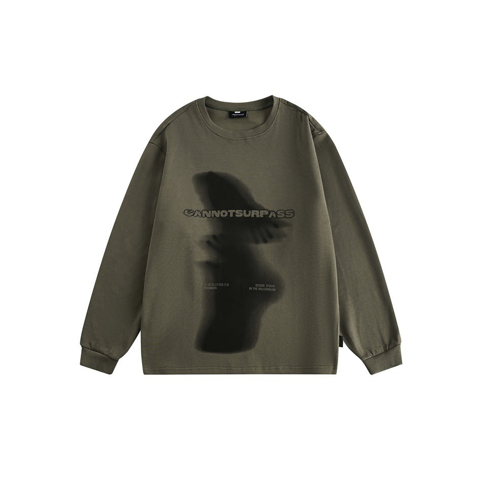Unisex Oversize-Langarmshirt mit surrealem Photoprint und gerippten Bündchen Drune
