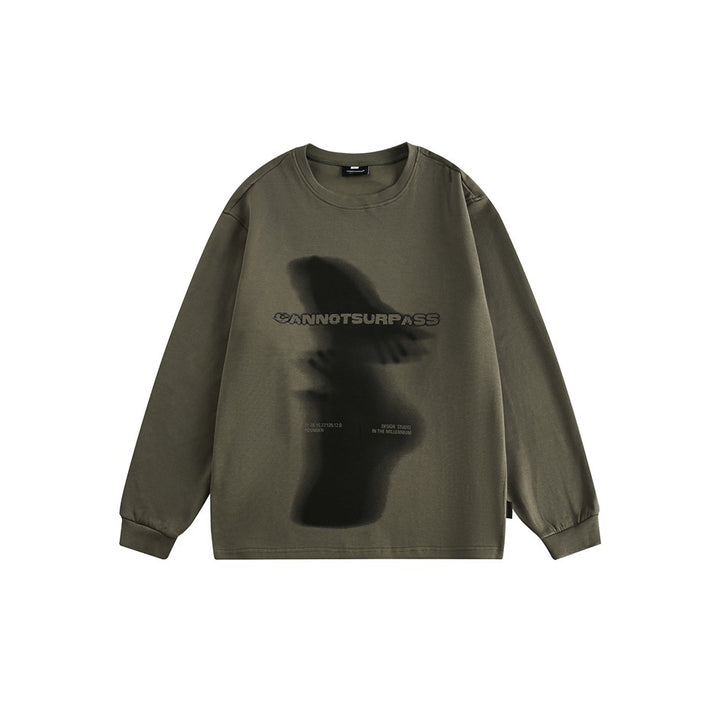 Unisex Oversize-Langarmshirt mit surrealem Photoprint und gerippten Bündchen Drune