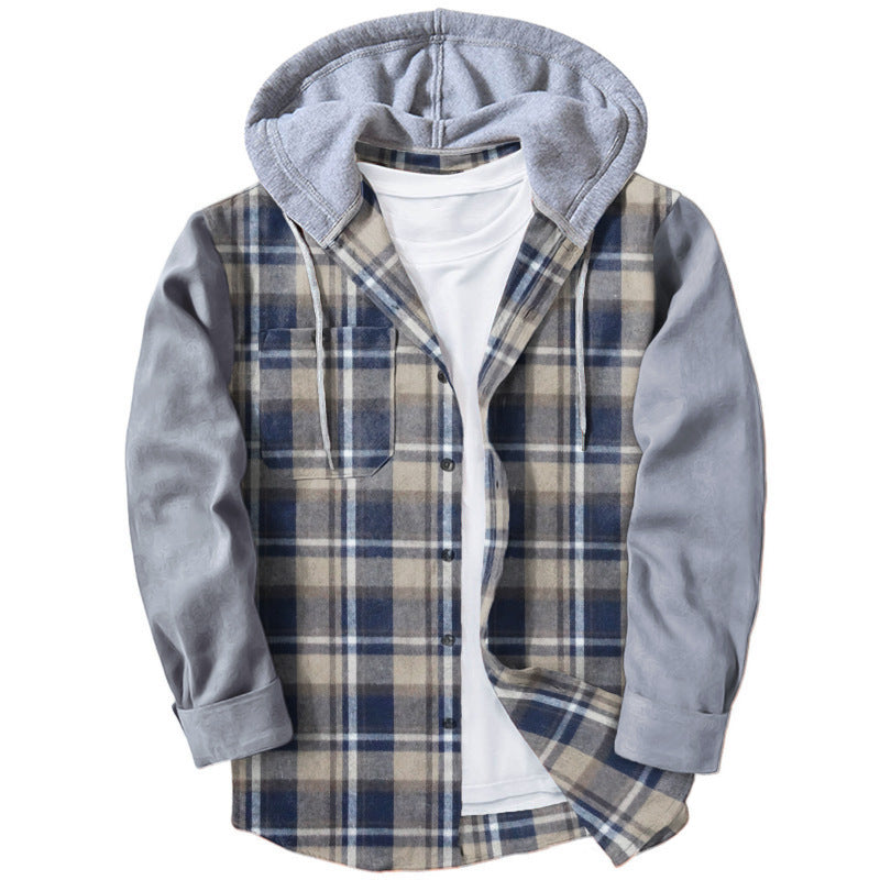 Herren Flanellhemd mit integriertem Kapuzenpullover und moderner Karomusterung Drune