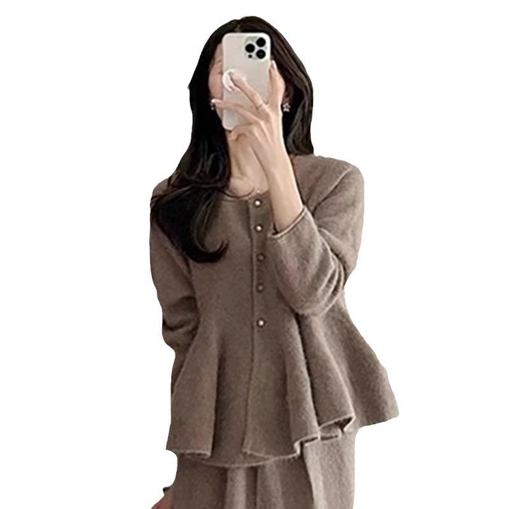 Damen schickes Zweiteiliges Strickensemble mit weich fließendem Design Drune