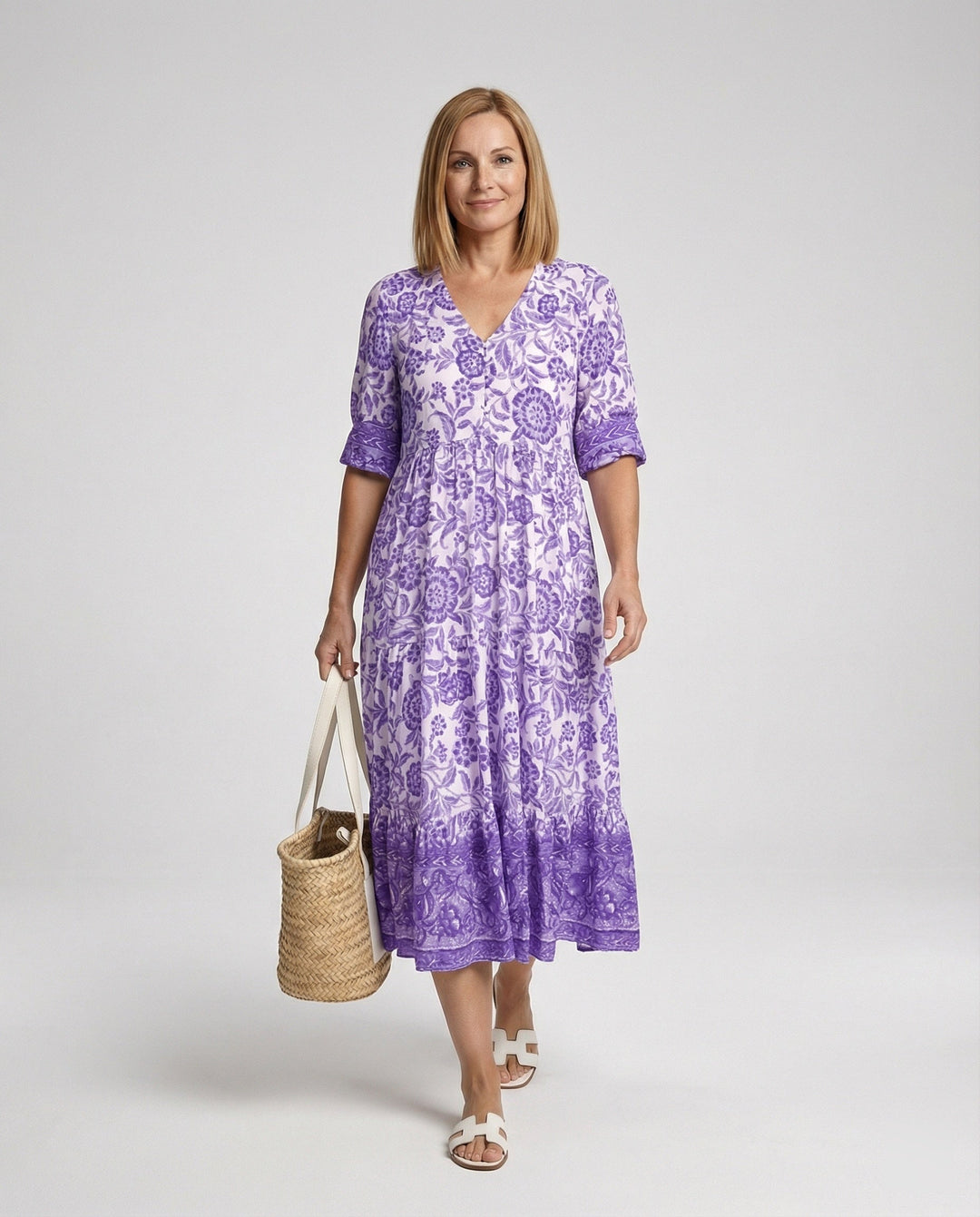 Damen Blumenkleid Midi Boho