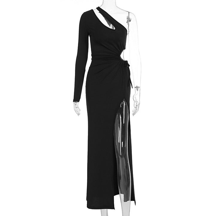 Damen Elegantes asymmetrisches Kleid mit Schößchen und hautfreundlichem Stoff Drune