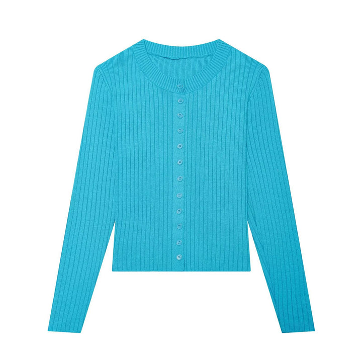 Damen Figurbetonte Feinstrick-Cardigan mit durchgehender Knopfleiste und Rundhalsausschnitt Drune