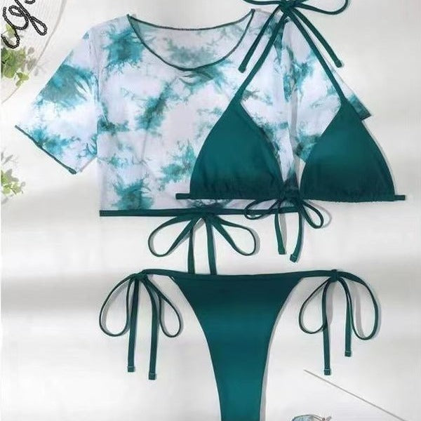 Damen Bikini-Set mit modischem Crop-Top und hochgeschnittenem Slip Drune