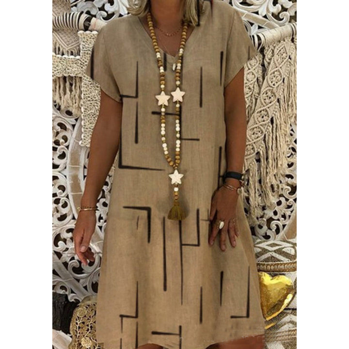 Damen Freizeitkleid aus Leinen mit minimalistischem Druck Drune