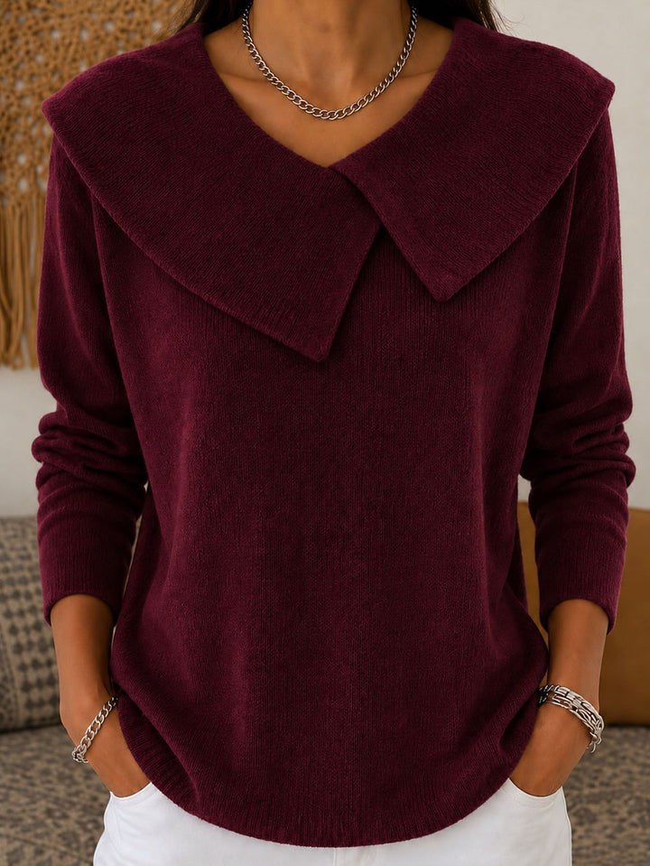 Damen Grobgestrickter Strickpullover mit übergroßem Matrosenkragen Drune