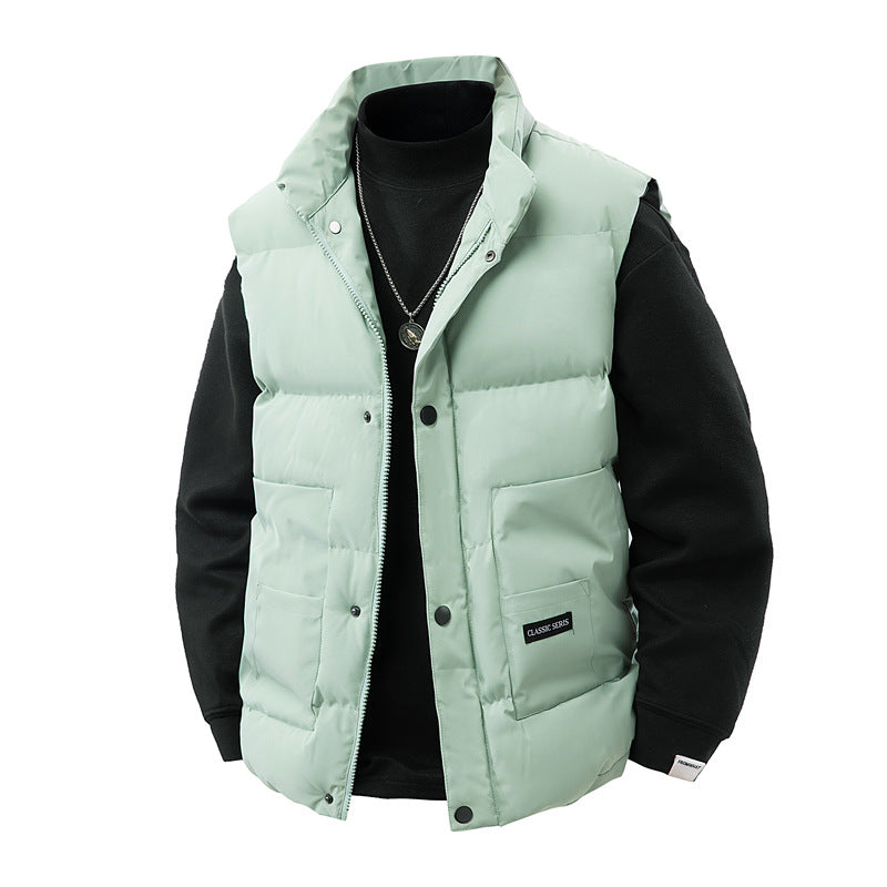 Herren Thermo‑Steppweste mit hoher Kragenblende, Druckknopf‑Front & aufgesetzten Utility‑Taschen Drune
