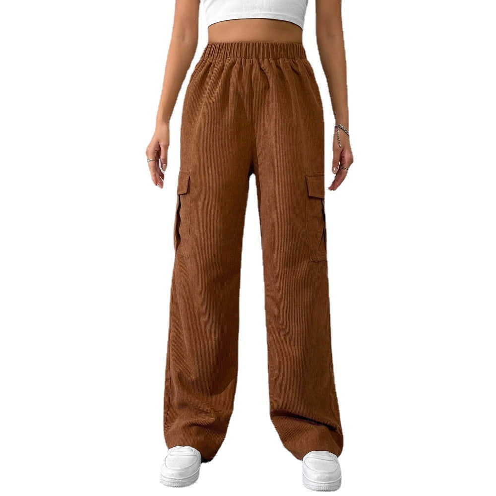 Damen Cargohose aus samtigem Material mit elastischem Bund und praktischen Seitentaschen Drune