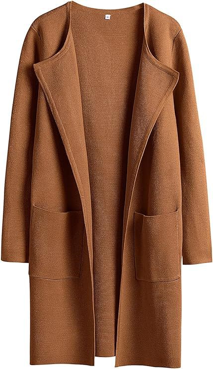 Damen Oversized Strickmantel mit offenen Fronten und praktischen Taschen Drune