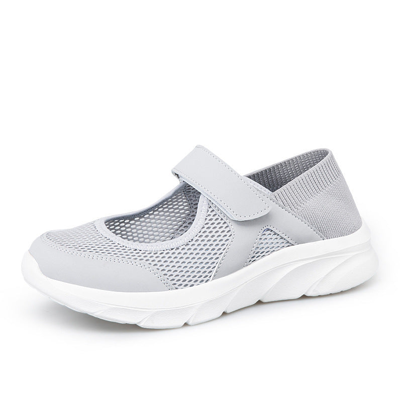 Damen nan Komfort-Riemchen-Sneaker mit Klettverschluss nahtlosem Strickschaft und dämpfender Leichtsohle Drune