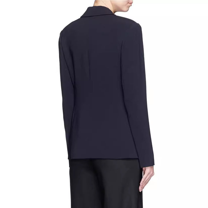 Damen Schalkragen-Wickelblazer mit seitlicher Knotenbindung und Pattentaschen Drune