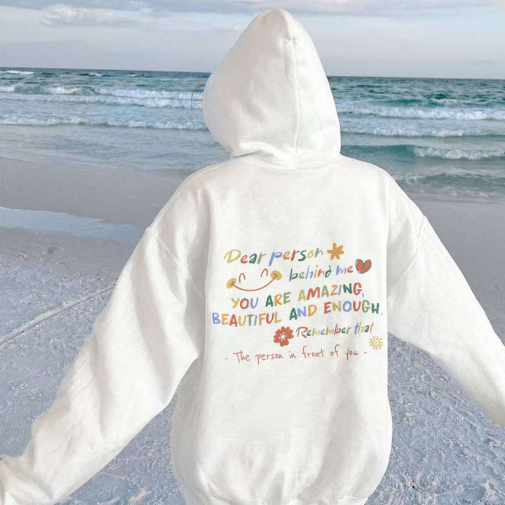 Damen Kapuzenpullover mit motivierendem Schriftzug und komfortabler Passform Drune