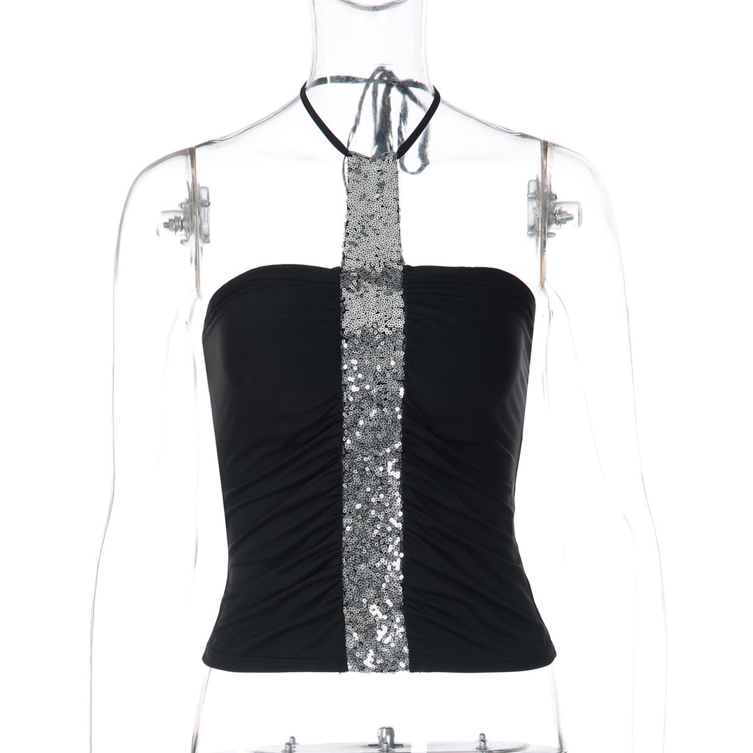 Damen Cropped Top mit Glitzerdetails und figurbetonter Passform Drune