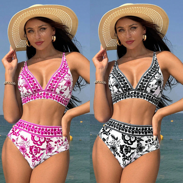 Damen Hochtaillierter Bikini mit floralem Muster Drune
